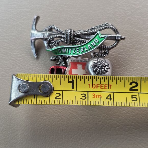Switzerland Hat Lapel Pin  3 Charms Bell First Aid - Picture 11 of 12